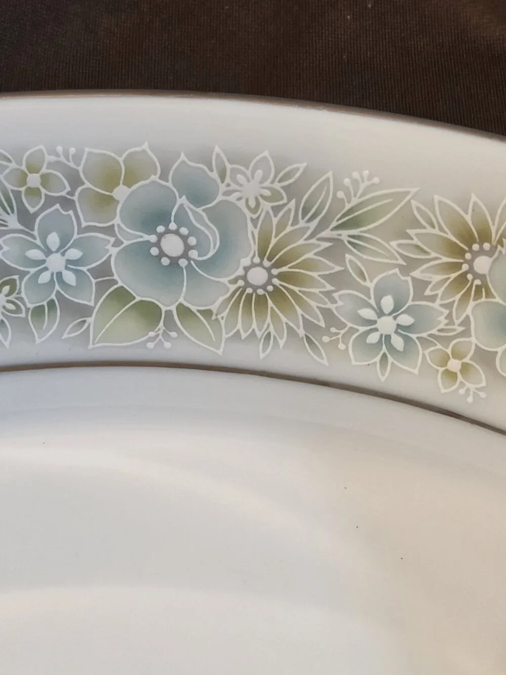Noritake China Paula 2158 Blue Green Floral Pattern Trim Oval Serving Bowl Dish